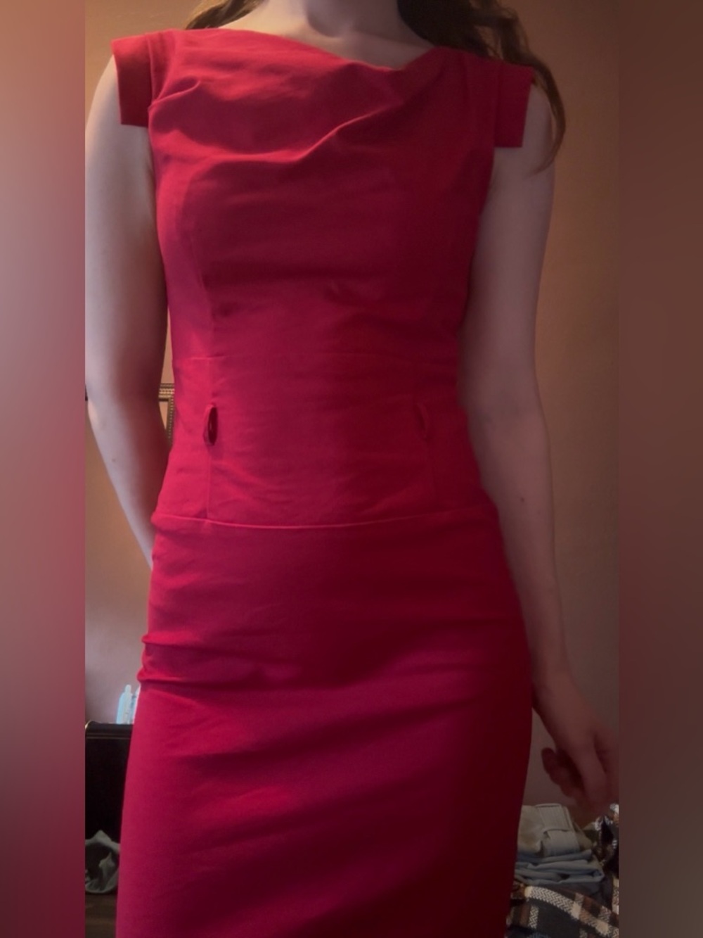 Suzy Shier Black Halo Jackie O Sheath Dress in Red